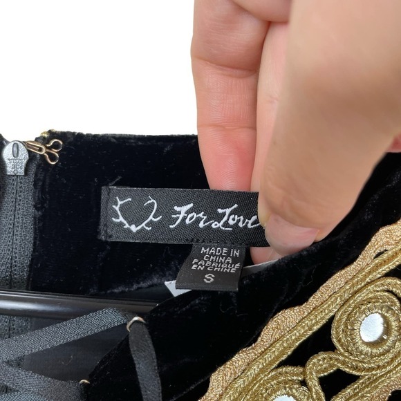 For Love and Lemons Paris Silk Velvet Crop Top and Skirt Set Black Gold Size S - Picture 4 of 12